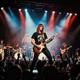 shriekback in concert in chicago in 1 9 8 8, ultra detailed, big night music, stage lights
