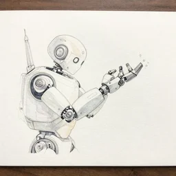 watercolour painting of a broken robot repairing its own arm, anime, pencil lines, light watercolour, pale sky, beautiful artwork, anime screenshot, akihabara