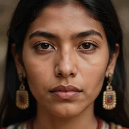 a portrait of an aztec female, dark eyes, dark hair, olive skin, depth of field, zeiss lens, detailed, centered, artstation, by Annie Leibovitz and Steve McCurry, David Lazar, Jimmy Nelsson, Breathtaking, 8k resolution, extremely detailed, beautiful, establishing shot, artistic, hyperrealistic, beautiful face, octane render