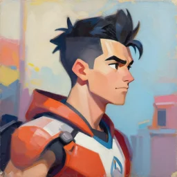 greg manchess portrait painting of eugeo as overwatch character, medium shot, asymmetrical, profile picture, organic painting, sunny day, matte painting, bold shapes, hard edges, street art, trending on artstation, by huang guangjian and gil elvgren and sachin teng