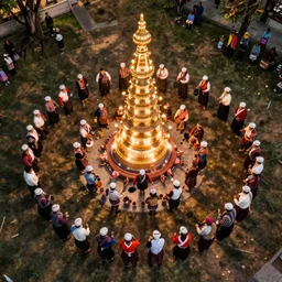 Realistic aerial photograph of sikkim people in India celebrating