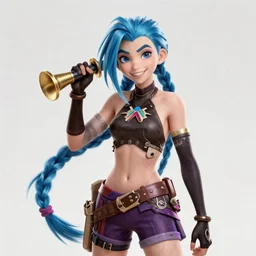 A hyperdetailed award winning masterpiece full body shot of Jinx from Arcane,trending on artstation,by Greg Rutowsky