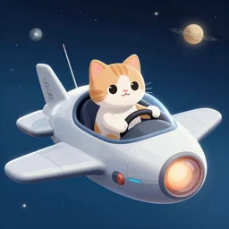 a cat driving a space ship, digital art