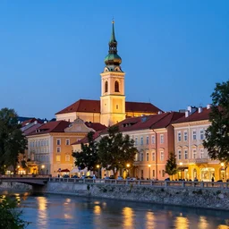 a beautiful evening in Ljubljana Slovenia