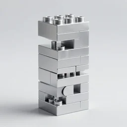 stacked block, like lego, contemporary art, simple, silver steel, trending on behance, keyshot 1 1
