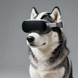 a husky puppet wearing an oculus quest headset, by greg rutkowski, trending on artstation