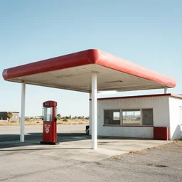 photo by ansel adams of an abandoned gas station