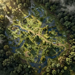 overhead DnD map of wooded swamplands