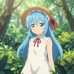 a imaginefx pixiv artstation of reimu in the jungle wearing bonnet