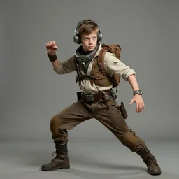 (((((portrait of boy dressed as retro sciencepunk explorer in an actionpose . muted colors.))))) by Jean-Baptiste Monge !!!!!!!!!!!!!!!!!!!!!!!!!!!