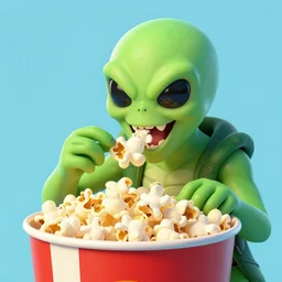 Cthulhu eating popcorn