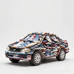 photo by annie leibovitz of a car made out of 1 0 0 s of nike sneakers