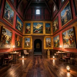 The interior of the tower was very large and spacious. The floors were made of dark wood, the walls were covered in bright paintings, and the furniture was simple and elegant. The room was lit by magical lights, which were placed around the room in various places to provide light. fantasy, artwork by Marc Simonetti, artwork by Ted Nasmith, Ted Nasmith and Marc Simonetti, 8K, D&D concept art, D&D wallpaper