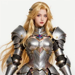 studio portrait of lawful good colorful female holy mecha paladin absurdly beautiful, elegant, curvy blonde gravure idol, ultrafine hyperrealistic detailed face illustration by kim jung gi, highly detailed faces, intricate linework, sharp focus, bright colors, matte, octopath traveler, unreal engine 5 highly rendered, global illumination, radiant light, intricate environment