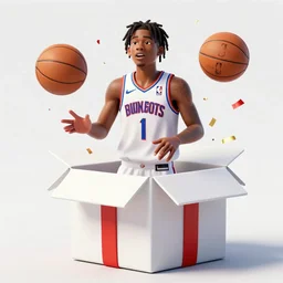 nba youngboy emerging out from a gift box with confetti explosion