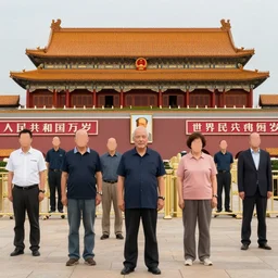 tiananmen square but everyone's faces have been replaced by Saul from better call Saul