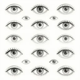 pattern made out of eyes, sketch, outline, illustration