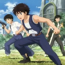 jin kazama, dynamic scene, cinematic, hand drawn animation, by studio trigger, illustrated by yusuke murata