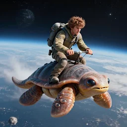 seth rogen riding a tardigrade in space, 8 k, highly detailed, unreal engine render