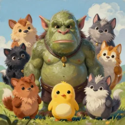 cute concept art fantasy painting of a orc, by artgerm, sylvain sarrailh, rossdraws, wlop, fursona, furaffinity, furry, deviant art, e 6 2 1, global illumination, tankoban, oil on canvas, 4 k, smooth details, pixar animation style!