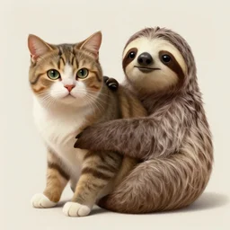 hybrid animal of a cat and a sloth. photorealistic, natural lighting, highly detailed digital painting. artstation.