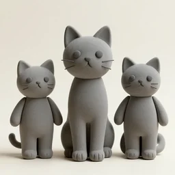 3 d graphic cartoon gray clay figure cat