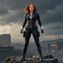 Photorealistic art of Elizabeth Olsen as Black Widow, full body, action shot, high definition, cinematic, realistic