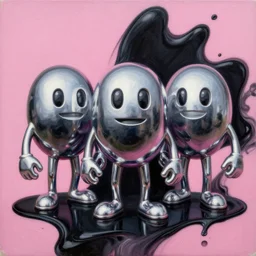 3 d, chrome chars gm, black and pink liquid oil on background, 3 d, hyperrealistic, oil realistic painting
