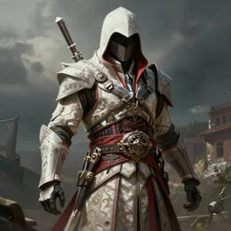 Assasins Creed  video game space  armor concept art, muted colors, intricate painting, by  Craig Mullins, artstation, hyper detailed, cinematic