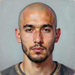 beautiful gorgeous bald kazakh guy with a short beard, painted by tom lovell, alex malveda, greg staples