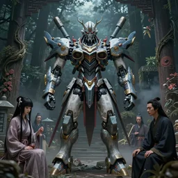 中 国 鬼 节, 阎 罗 王, tomb culture, asura from chinese myth, ghost, mecha, 山 海 经, zdzislaw, ayami kojima, yamamoto, barclay shaw, karol bak, hyperrealist, 8 k