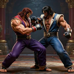 jesus fighting satan, streetfighter iii, ryu, fighting game, mortal kombat, unreal engine 4, 4 k, high definition render