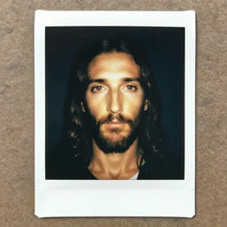 polaroid photo of jesus christ, highly detailed, detailed facial features, glowing, 8 k