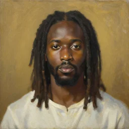 an African Jesus, portrait painting by Hsiao-Ron Cheng,