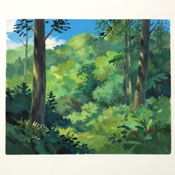 wet gouache technique, forest lanscape panorama by pixar by makoto shinkai
