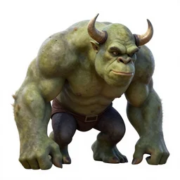 hunched ogre with a horn on his head, highly detailed, digital art, sharp focus, trending on art station, kentaro miura manga art style
