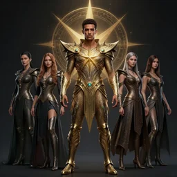 full body portrait of rami malek as a magical star guardian. detailed face, concept art, intricate, highly detailed 8 k, smooth, sharp focus, handsome and aesthetic shape of face and body, artgerm, artstation, art by zexi guo and nira and junpei suzuki and gharliera and rinotuna