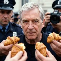 closeup portrait of police arresting people for doing croissants, photograph, natural light, sharp, detailed face, magazine, press, photo, steve mccurry, david lazar, canon, nikon, focus