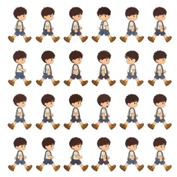 animation sheet of a character's walk cycle