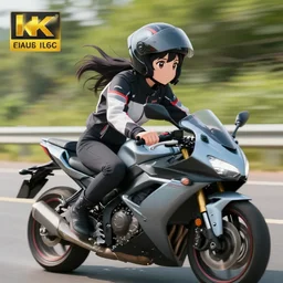 anime girl riding motorcycle alone, high detail, very accurate, 8 k