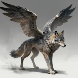 winged wolf, fantasy art, digital artwork, trending on artstation, artgerm wlop