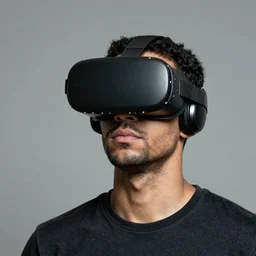 a man wearing a virtual reality headset, art by jean-michel basquiat