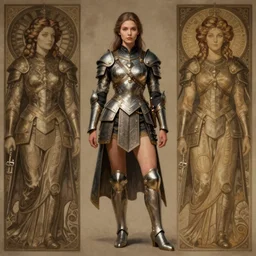 portrait of a full body of young beautiful female imperial guard, d & d, fantasy, arcane, flat lighting, intricate, muscular, highly detailed, digital painting, artstation, concept art, smooth, sharp focus, illustration, art by simon bisley and greg rutkowski and alphonse mucha, natural tpose
