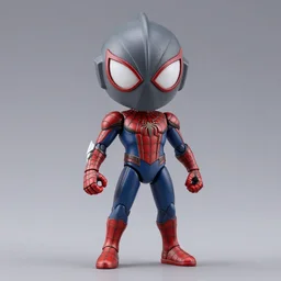full body of armored spiderman ultraman gray fox from metal gear cyborg gay japanese - american human hybrid as overwatch character as a nendoroid, studio lighting, grey background, no shadow, trending on artstation, 8 k, highly detailed