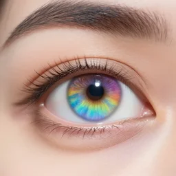 a beautiful human eye, like a rainbow
