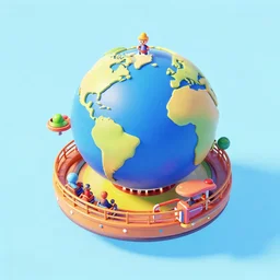 isometric it's a small world ride, disney game level, 3 d render, in the style of yoworld, vmk myvmk, artstation, by miha rinne