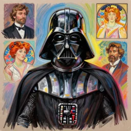 darth vader, colored chalk portrait painting by john singer sargent, thomas moran, edmund dulac, fans hals, alphonse mucha, fashion photography, fully clothed