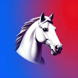 logo of a horse head statue , background from blue to red