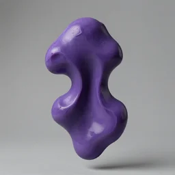 an abstract form in purple wax floating in jean prouve design
