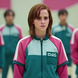 Movie still of Emma Watson in Squid Game